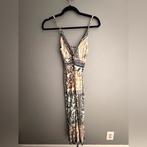 Angie Women's Maxi Dress in Cream, Black, and Orange
